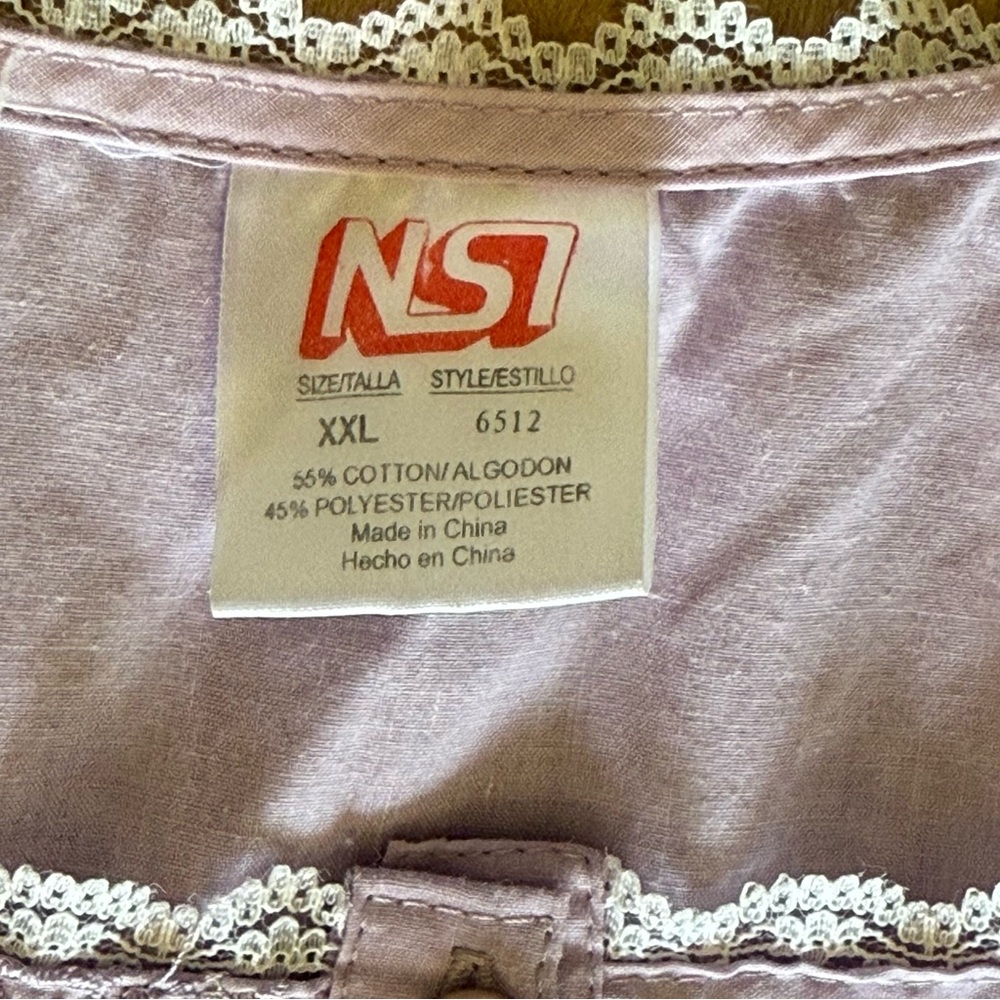Vintage Cottagecore Nightgown XXL Lavender Embroidered Cotton Blend Sleep Dress - Picture 12 of 16